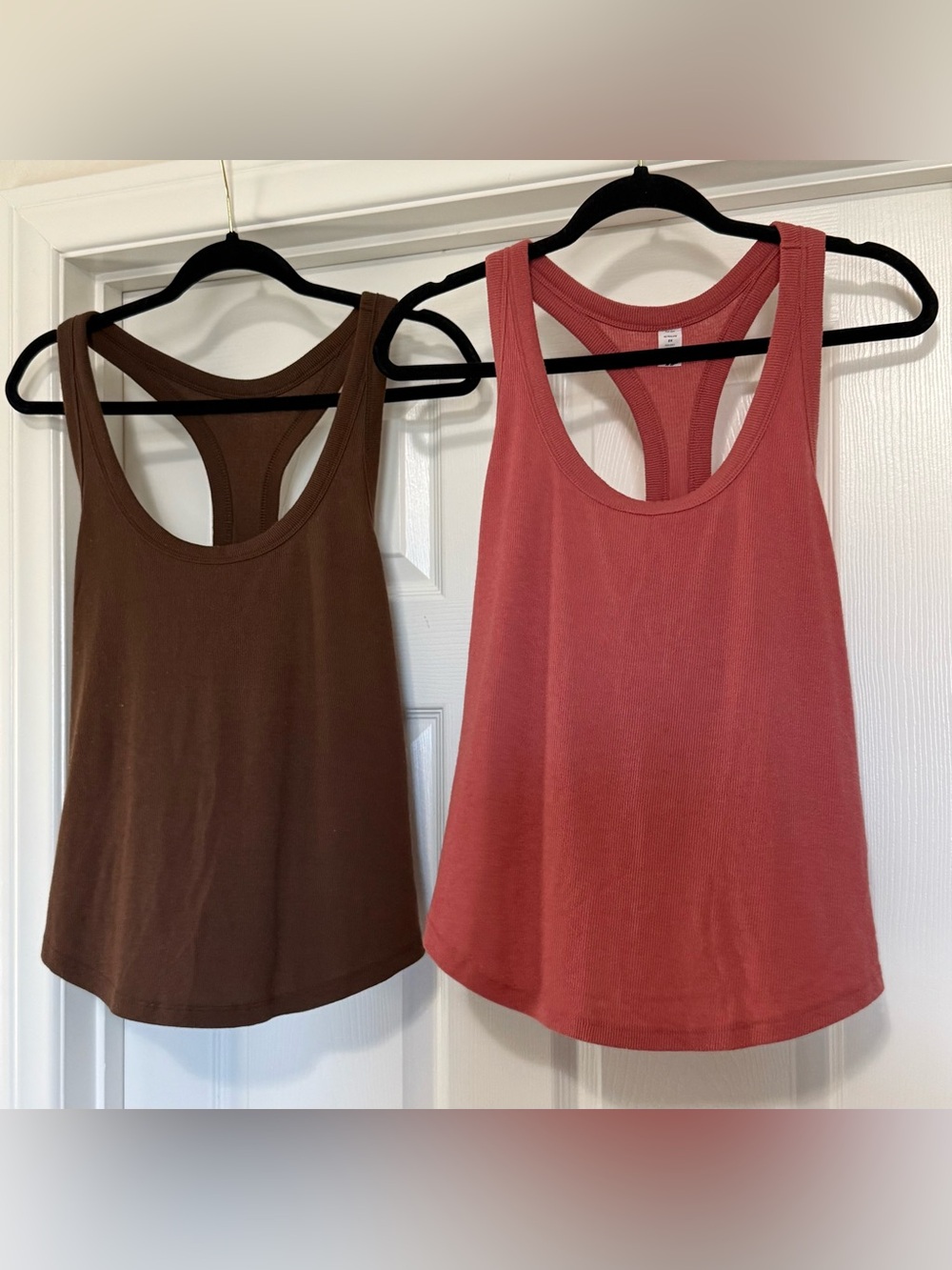 Old Navy Go-Dry Ribbed Racerback Tank Bundle 2X Pink Brown